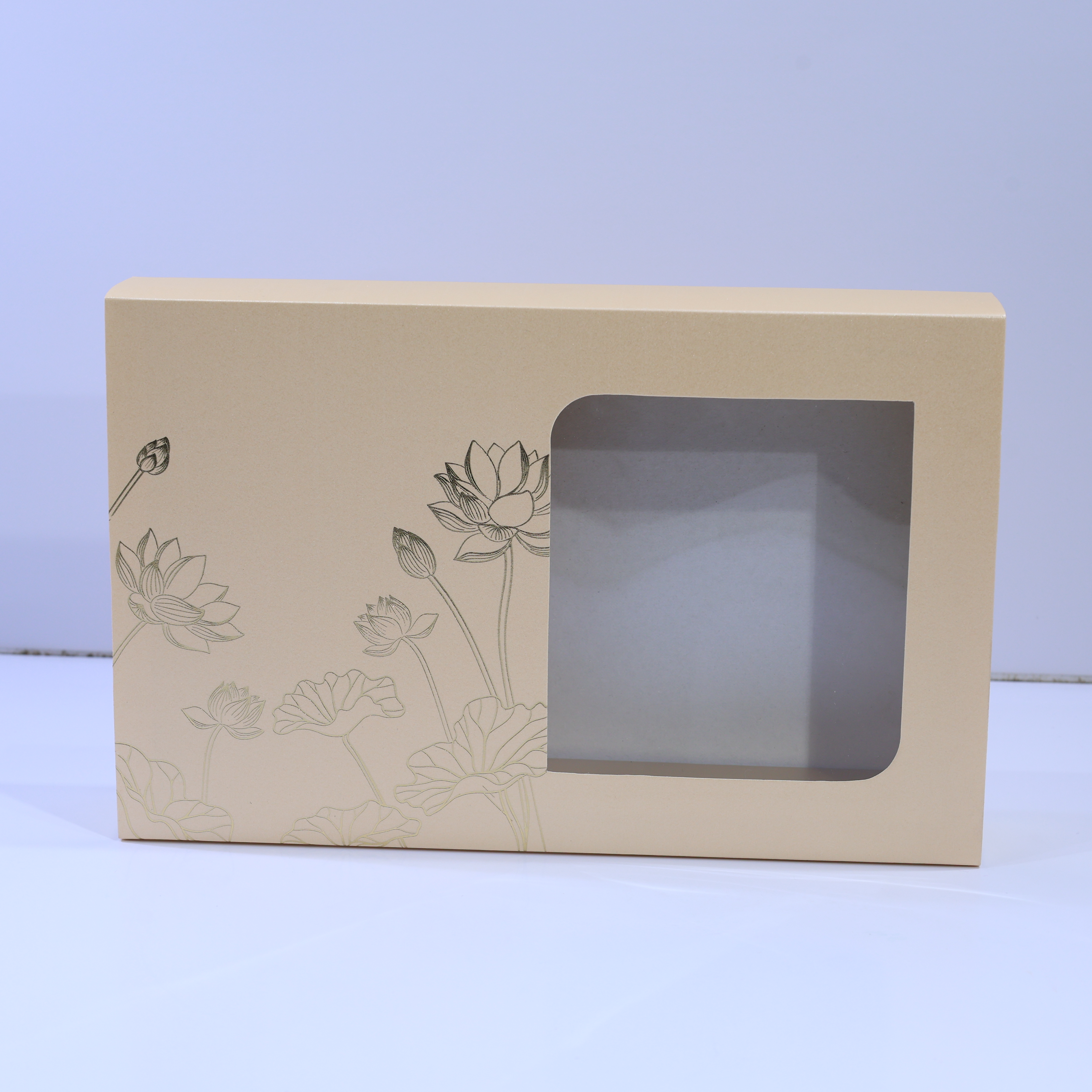LOTUS GOLD FOILED DESIGN SLIDING BOXES 15K- WHITE