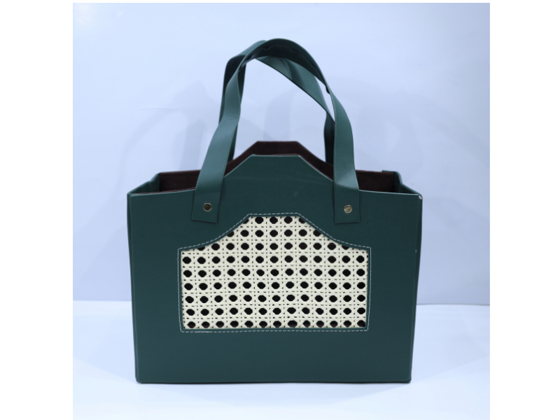 Rattan Collapsible C Cut Basket-Green