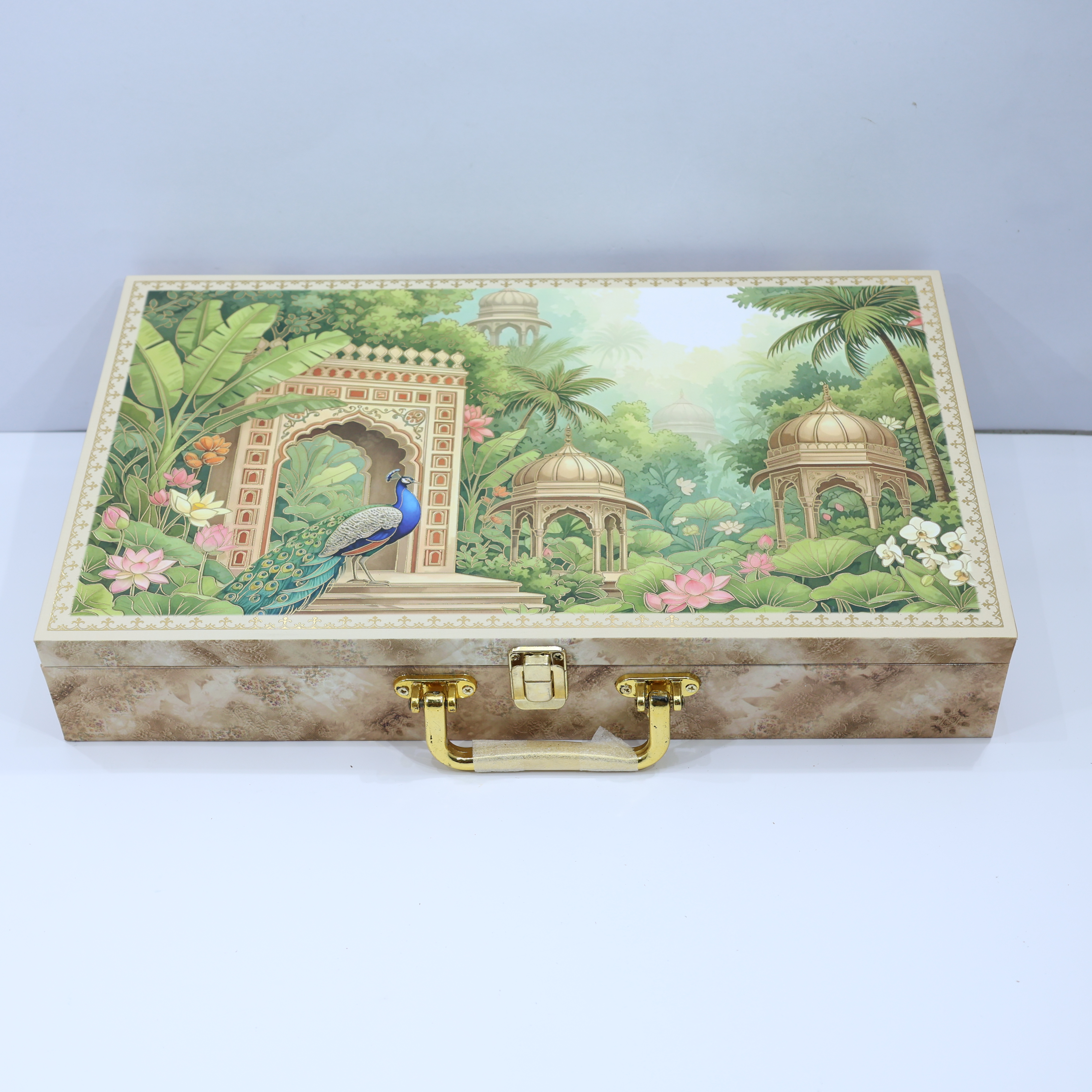 SHAHI PEACOCK MDF BOX 6 PARTITION SCODIX FOILED CAPACITY 100 GRAMS