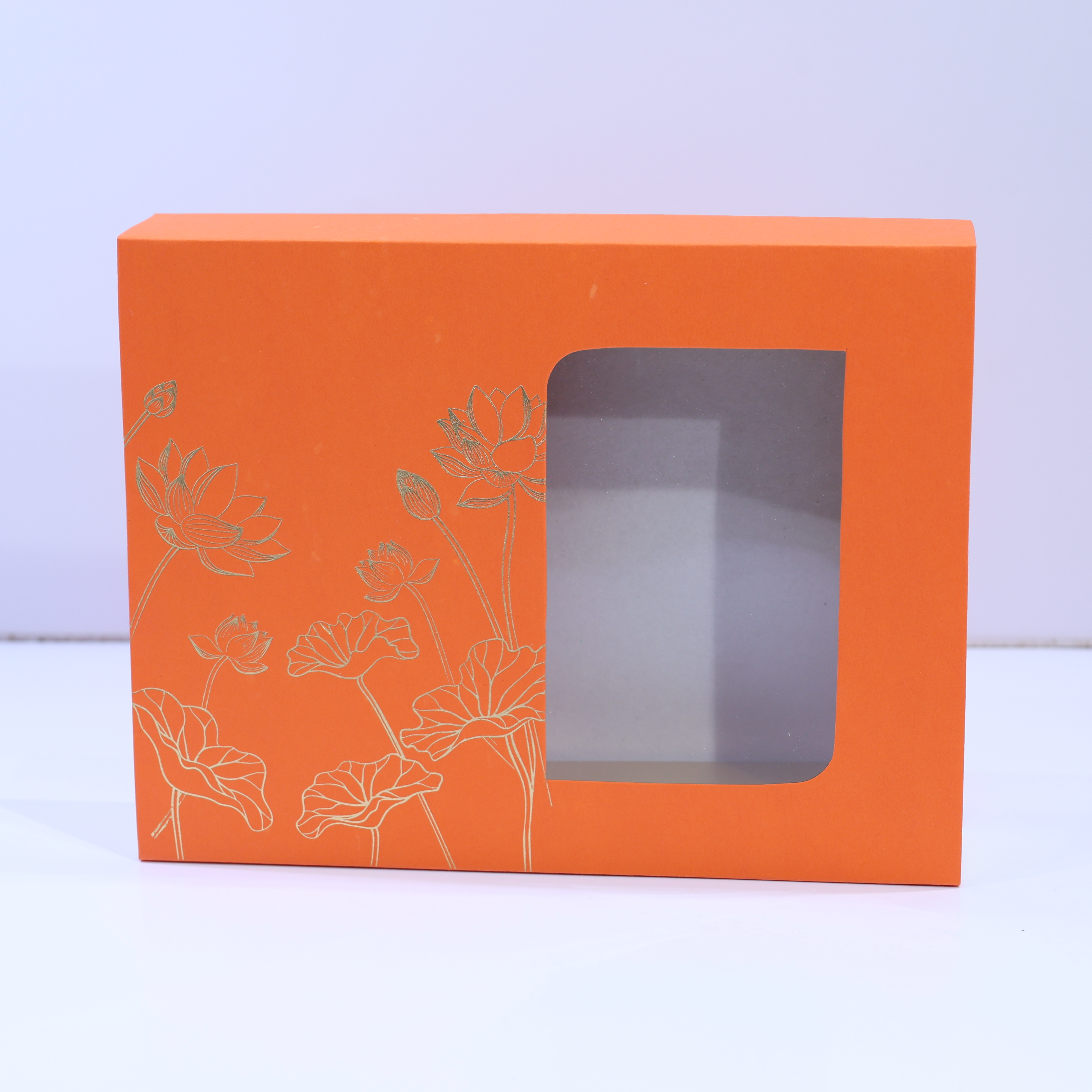 LOTUS GOLD FOILED DESIGN SLIDING BOXES 24K- ORANGE