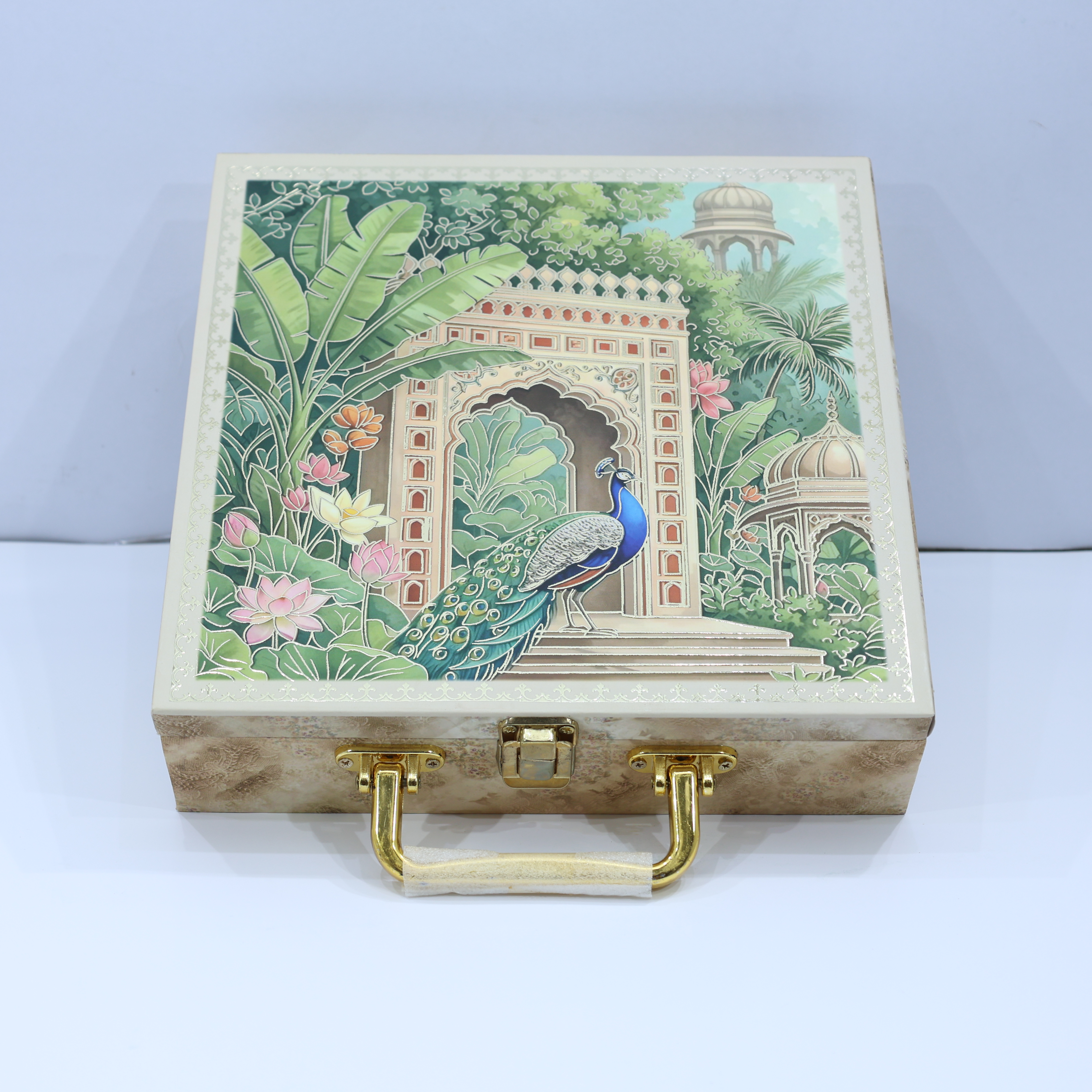 SHAHI PEACOCK MDF BOX 4 PARTITION SCODIX FOILED CAPACITY 50 GRAMS