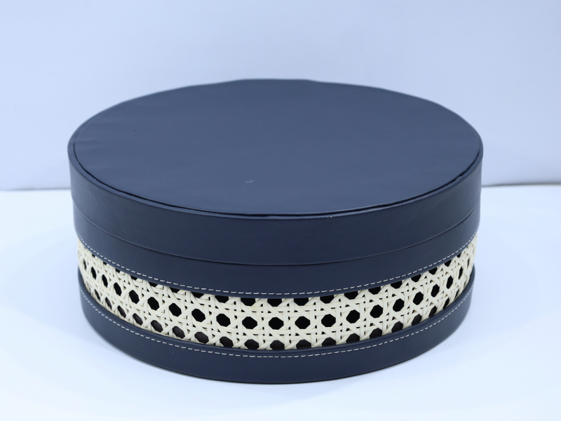 Rattan Round Trunk-Blue