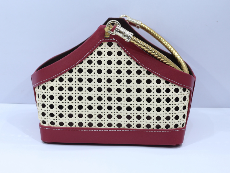 Rattan U Shape Basket - Pink