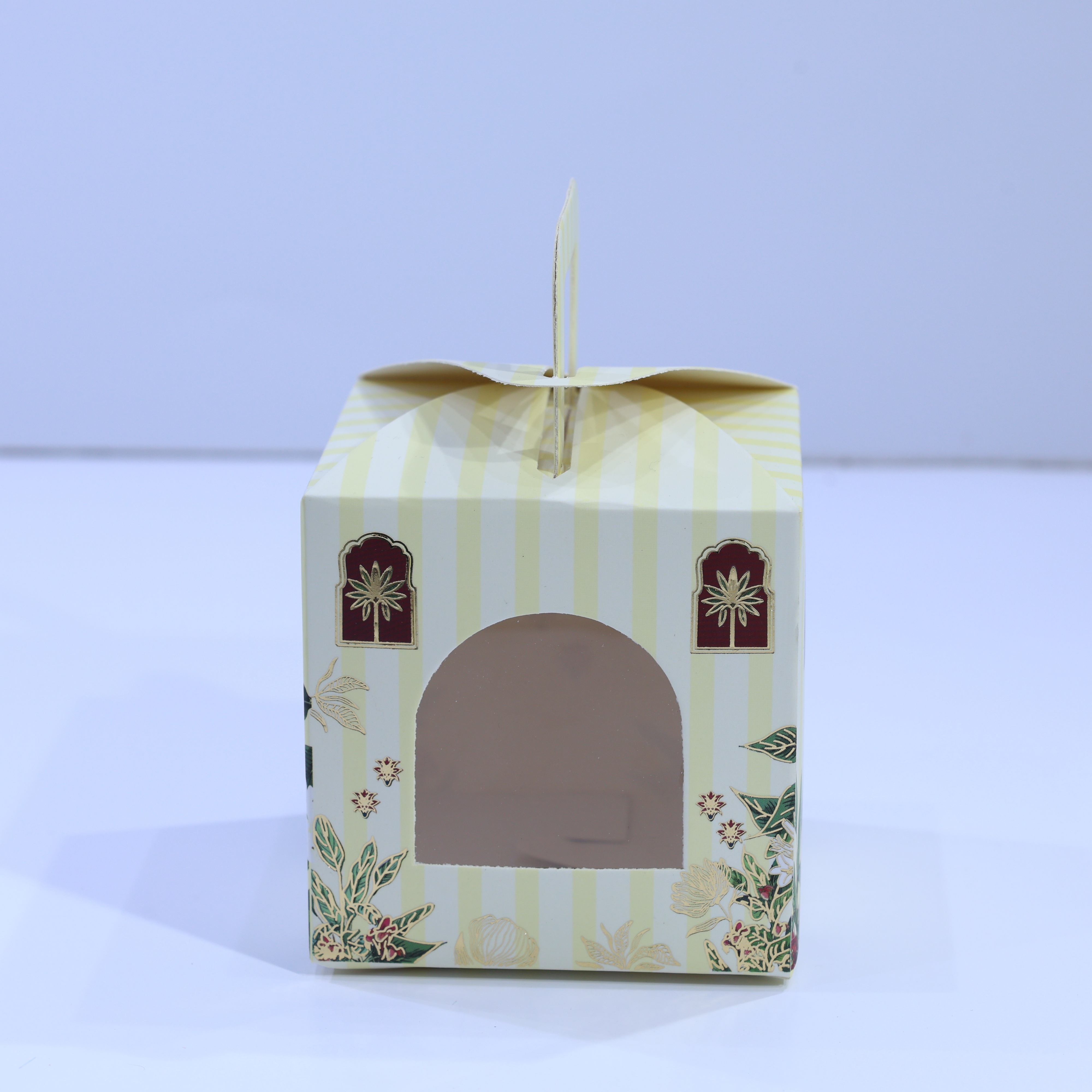 PICHWAI PRINT GOLD FOILED JAR / LADOO BOXES - YELLOW PRINT