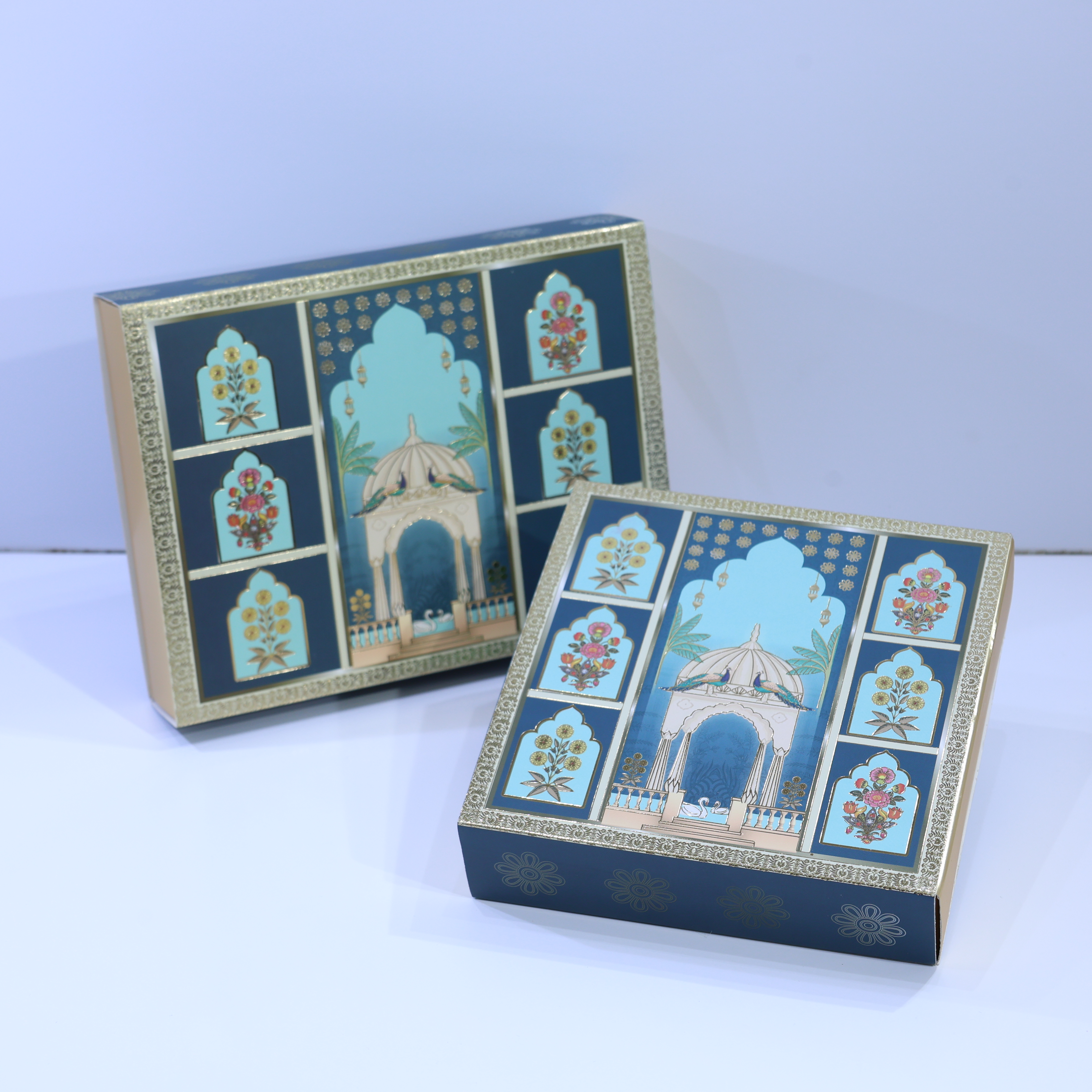 PICHWAI GOLD FOILED DESIGN SLIDING BOXES- DARK BLUE 12K