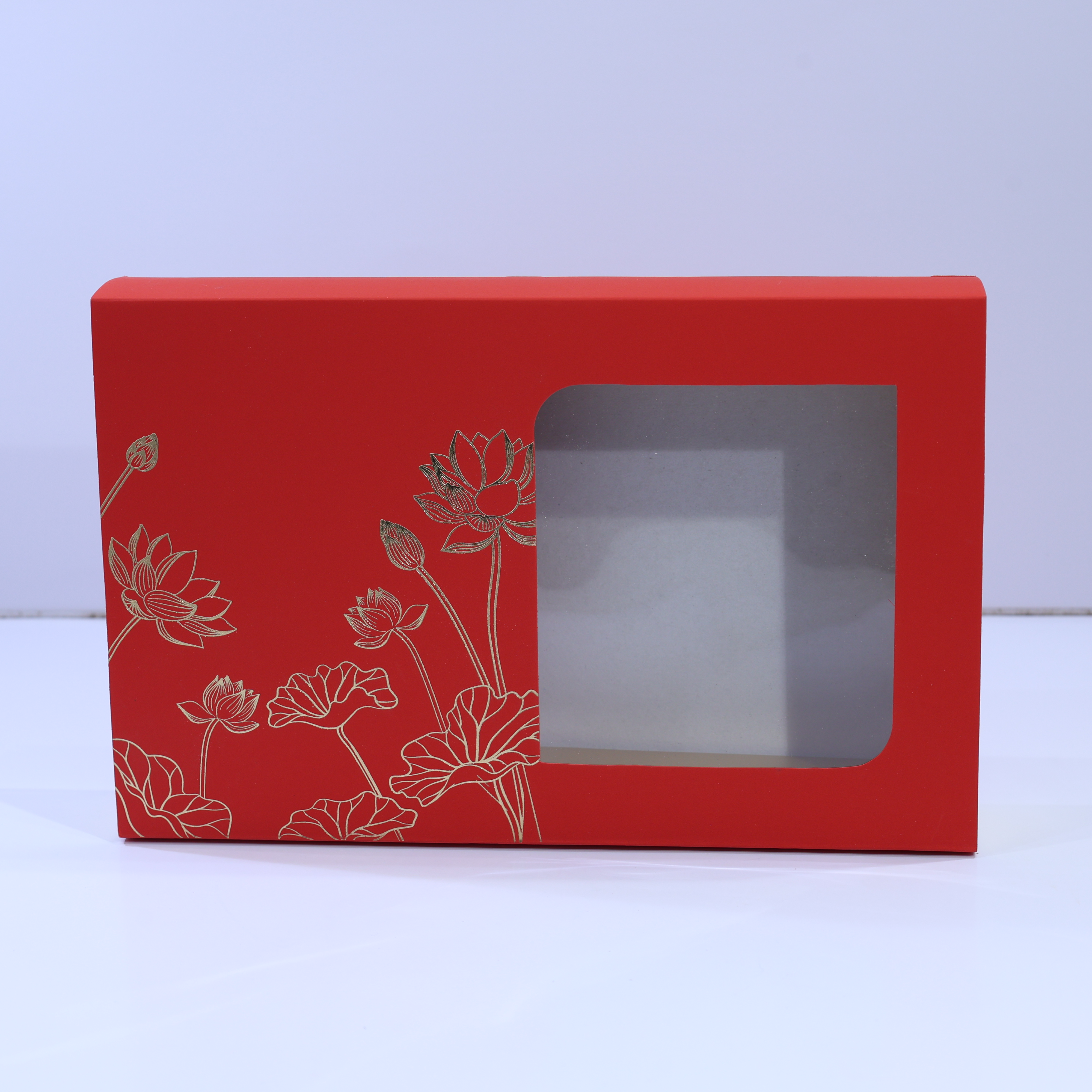 LOTUS GOLD FOILED DESIGN SLIDING BOXES- RED