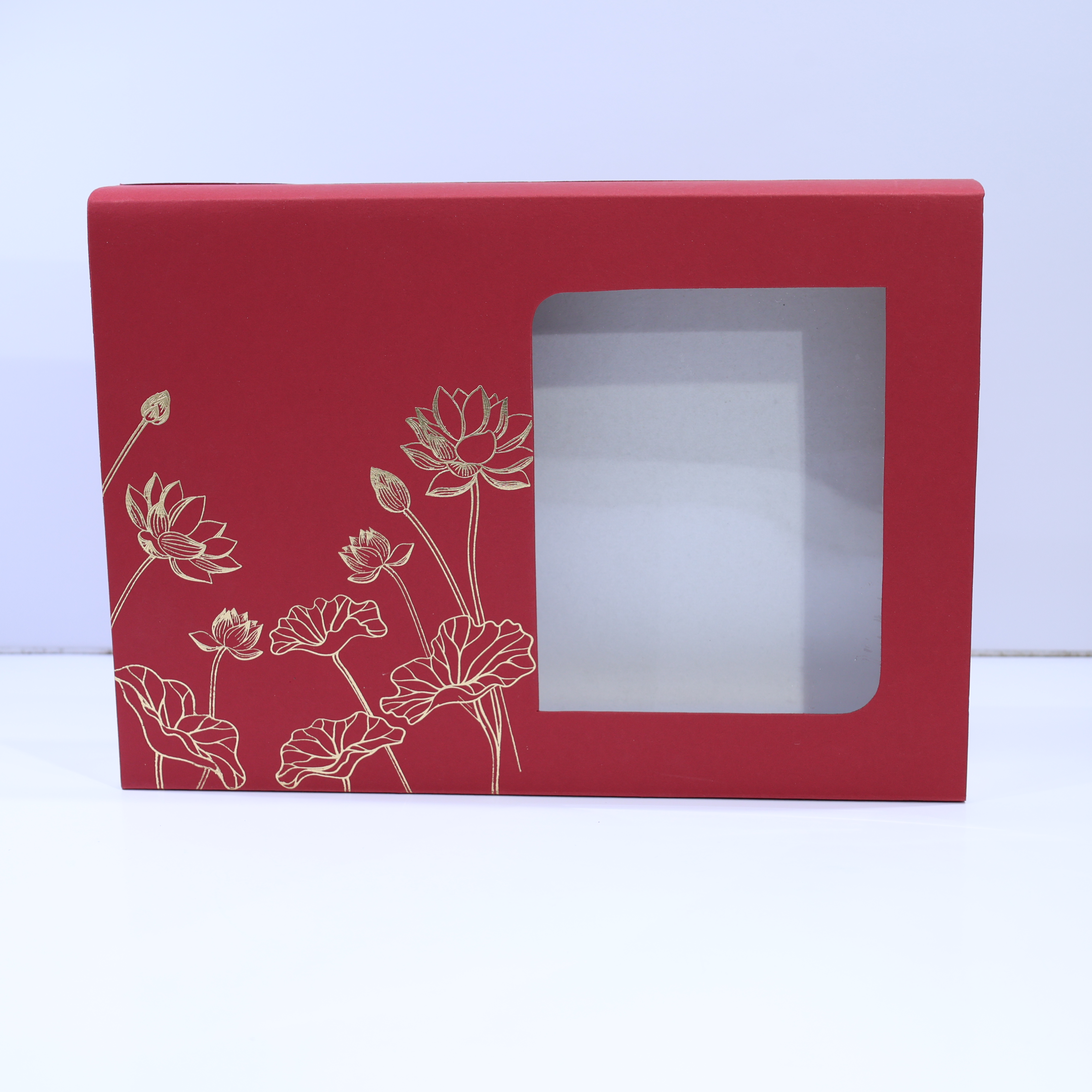 LOTUS GOLD FOILED DESIGN SLIDING BOXES 24K- RED