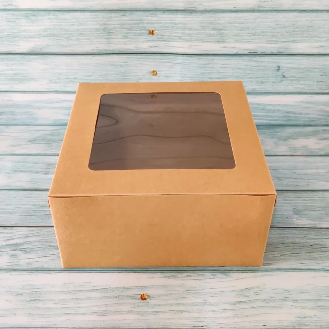 Cake Box For 0.5 Kg - Kraft - 8x8x4 Inches