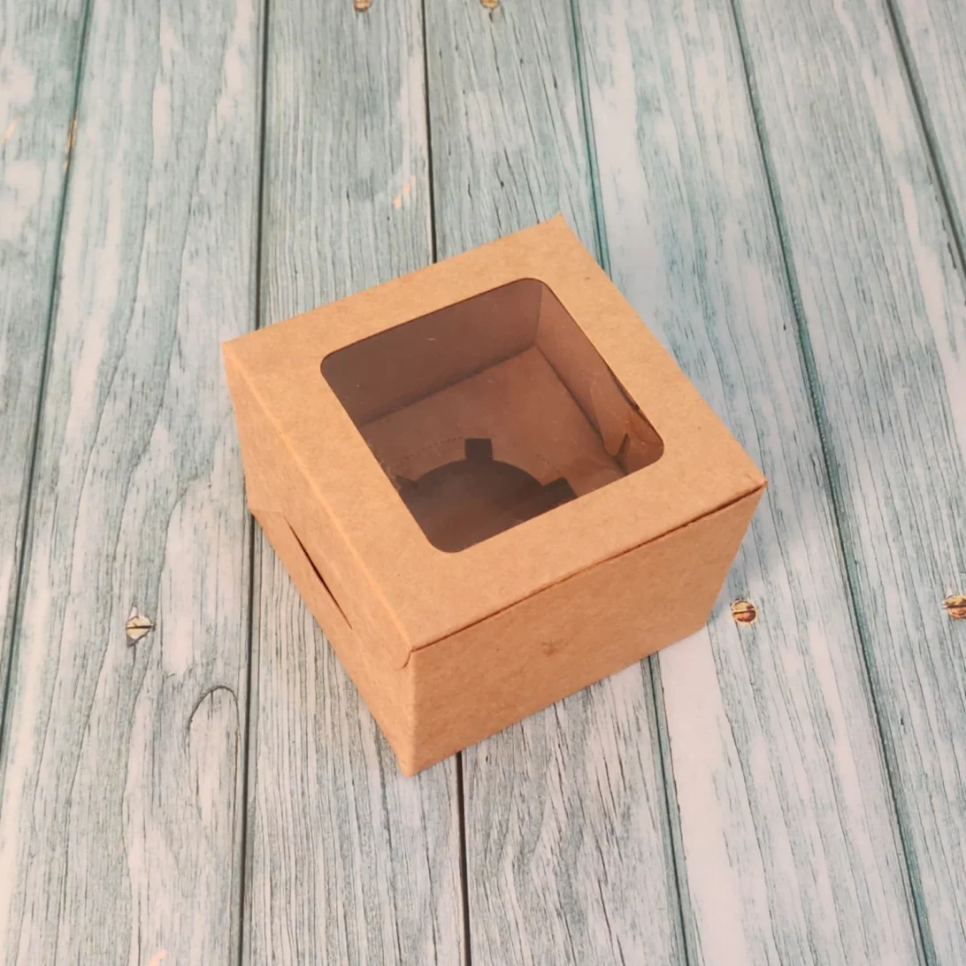 Cupcake Box For 1 - Kraft - 4x4x3 Inches