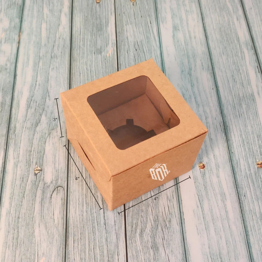 Cupcake Box For 1 - Kraft - 4x4x3 Inches