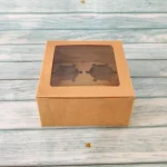 Cupcake Box For 4 - Kraft - 6x6x3 Inches