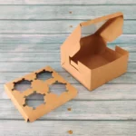Cupcake Box For 4 - Kraft - 6x6x3 Inches
