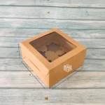 Cupcake Box For 4 - Kraft - 6x6x3 Inches