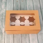 Cupcake Box For 6 - Kraft - 9x6x3 Inches