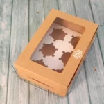 Cupcake Box For 6 - Kraft - 9x6x3 Inches