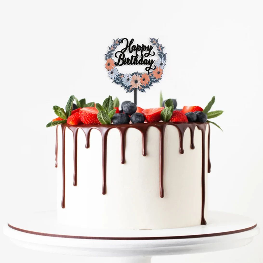Cake Topper - Coloured Acrylic - Happy Birthday