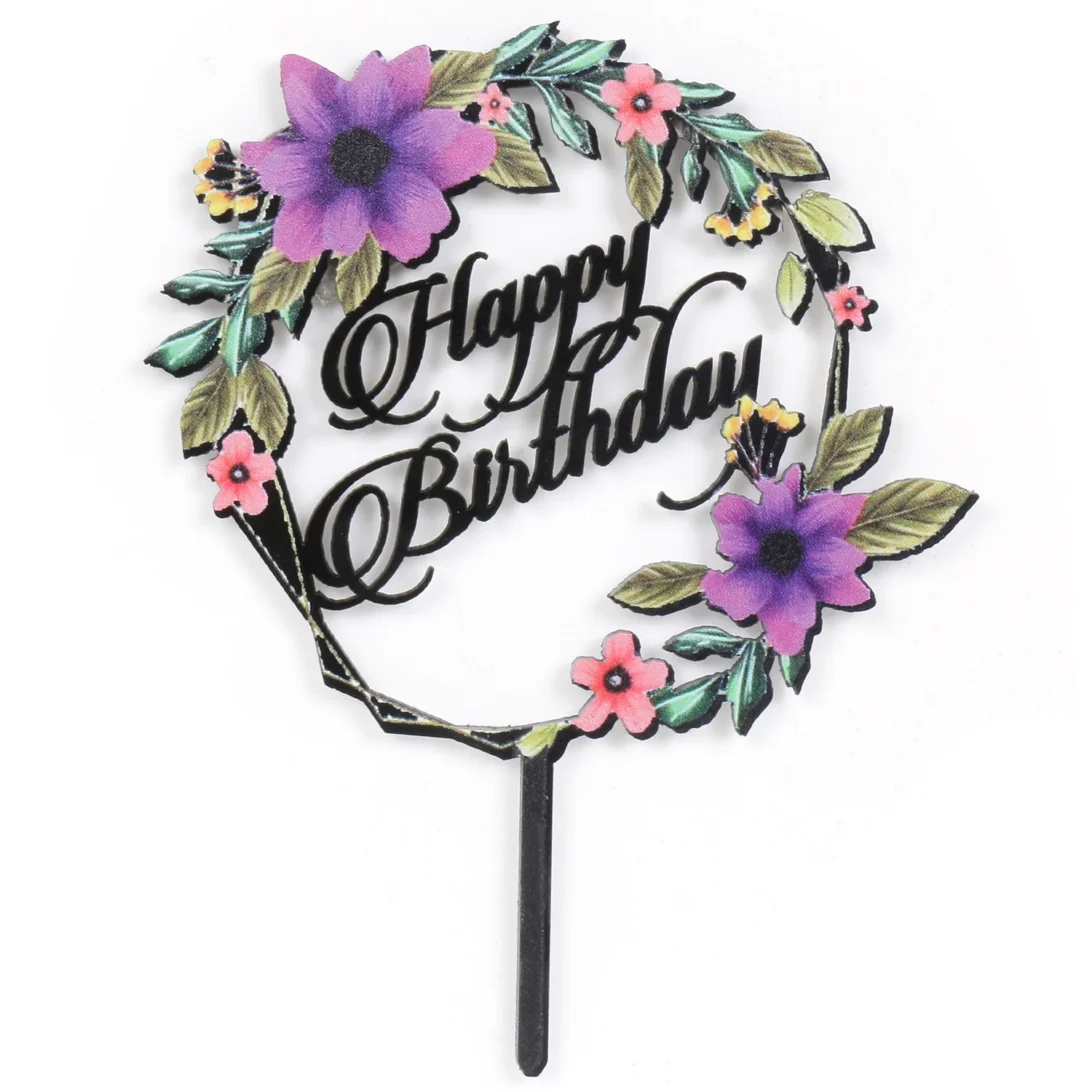 Cake Topper - Coloured Acrylic - Happy Birthday