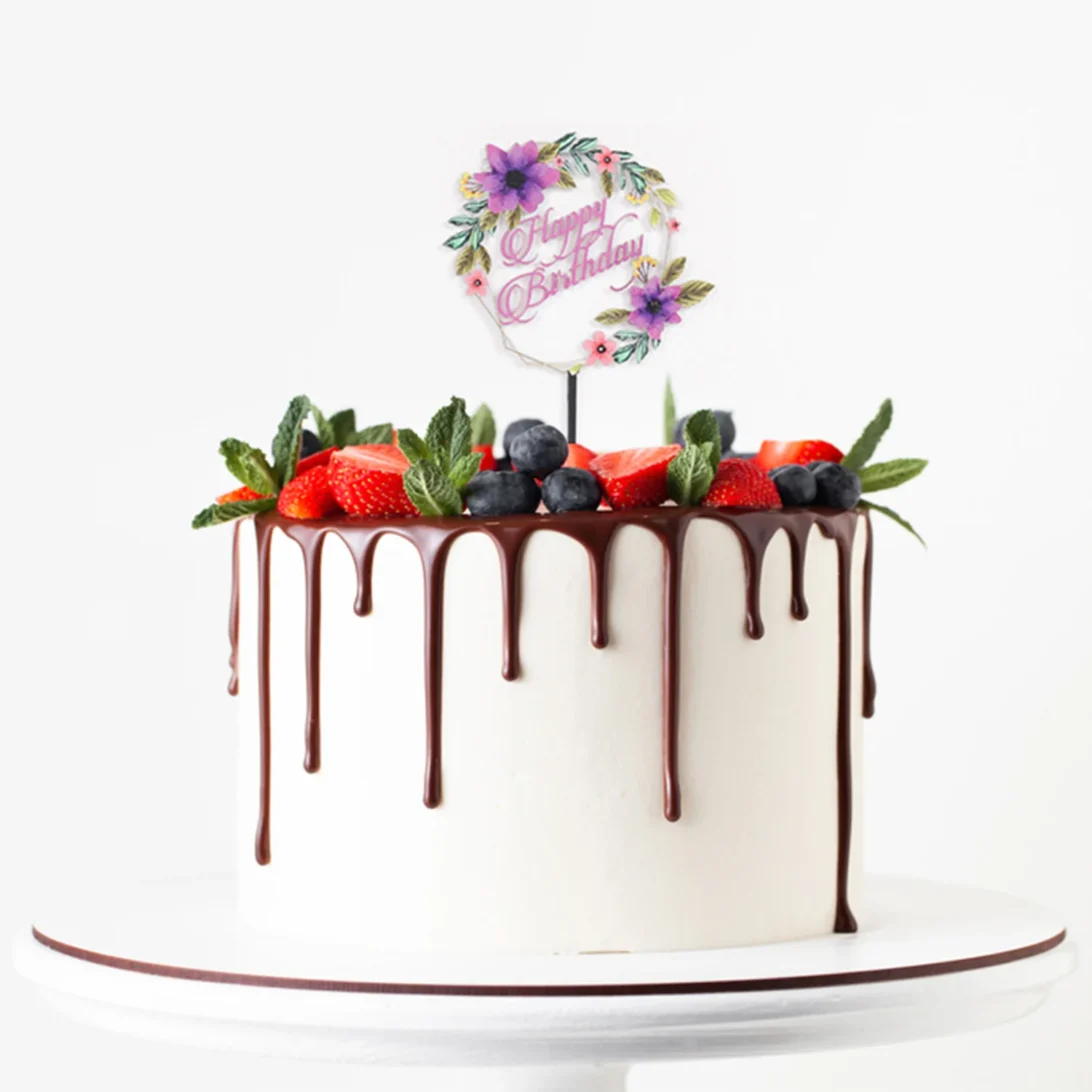 Cake Topper - Coloured Acrylic - Happy Birthday