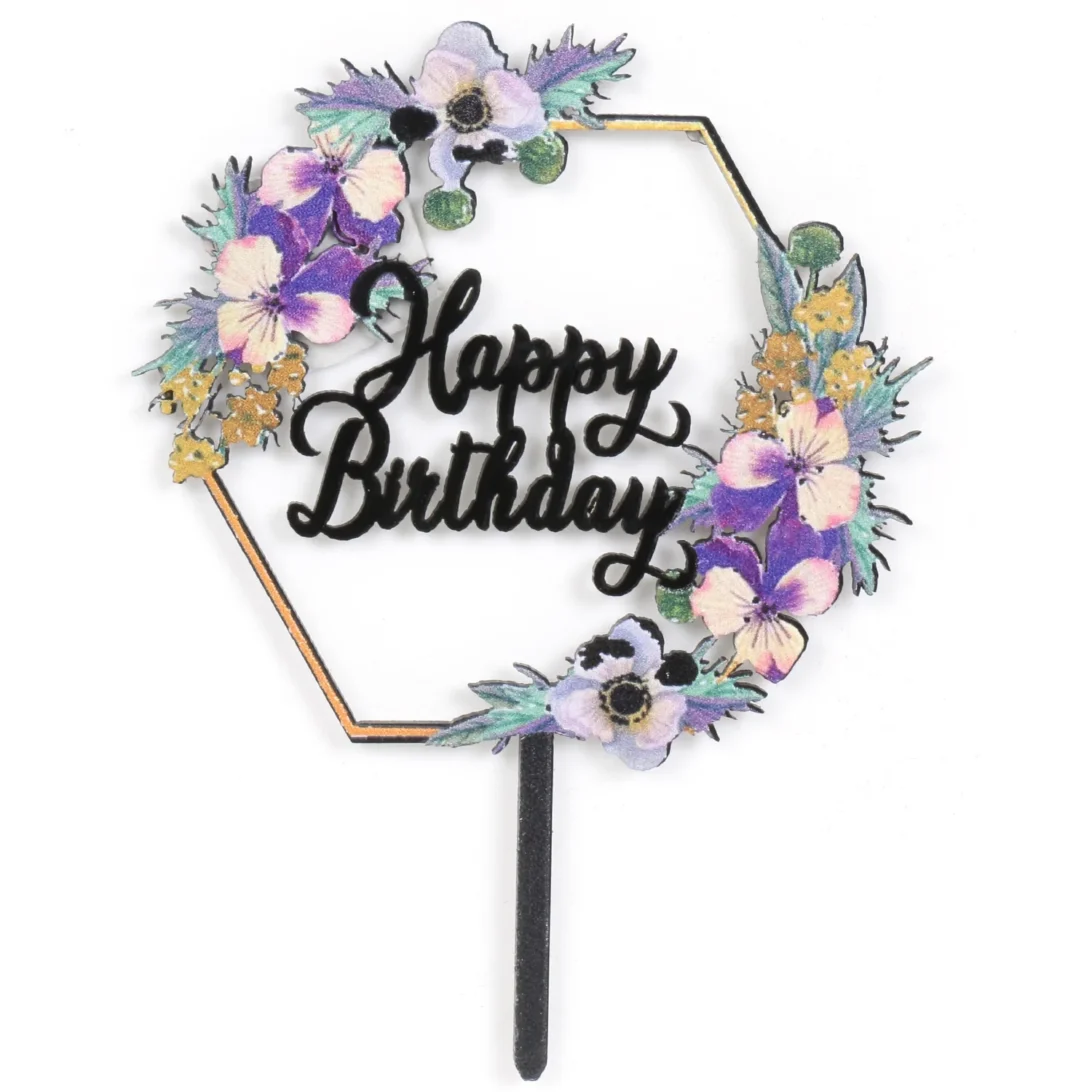 Cake Topper - Coloured Acrylic - Happy Birthday