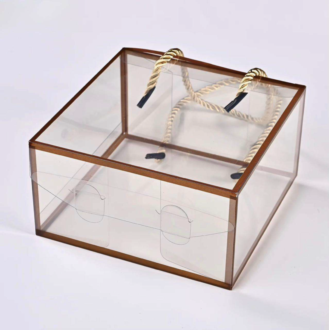 Premium Transparent PVC Gift Box with Rope Handle: 8 x 8 x 3.5 inches
