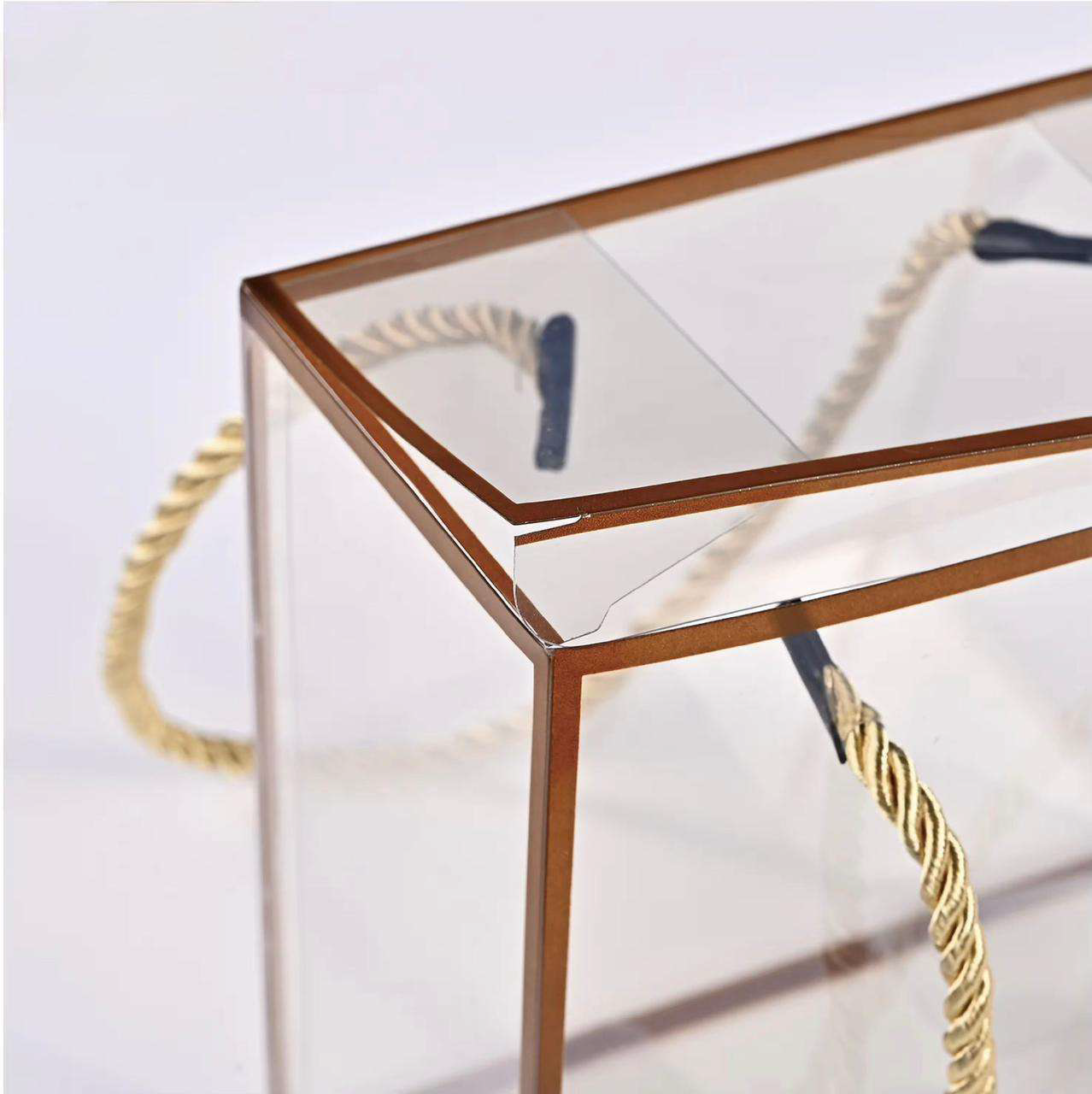 Premium Transparent PVC Gift Box with Rope Handle: 8 x 8 x 3.5 inches
