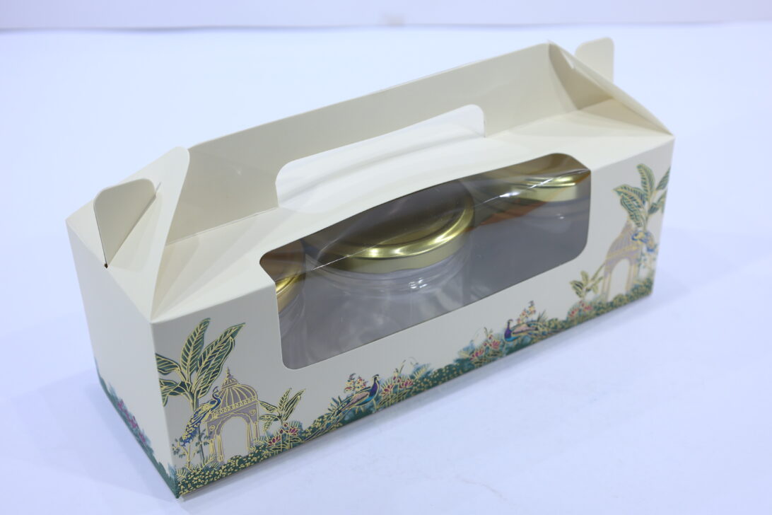 Premium Handle Jar Box with Window (3 × 8 × 3.75 Inches) – Elegant Packaging