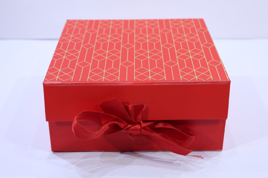 Luxury Ribbon Hamper Gift Box – Premium Kappa Board Box (8 x 8 x 4 inch)