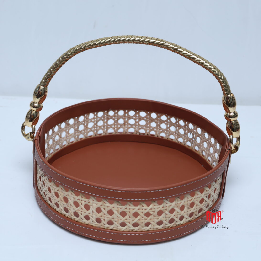 Luxury Round Hamper Tray with Handle – Premium Gift Basket (10 x 10 x 3 inch)