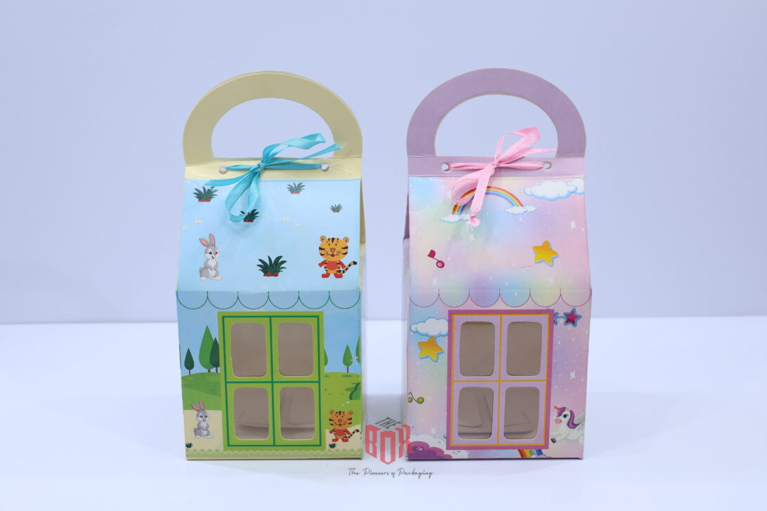 Kids Window Gift Bag Box – Premium Folding Gift Packaging (8.5 x 7 x 7 inch Base)