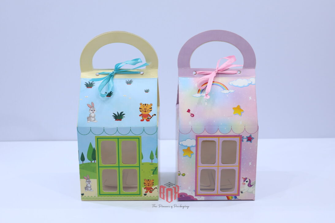 Kids Window Gift Bag Box – Premium Folding Gift Packaging (8.5 x 7 x 7 inch Base)