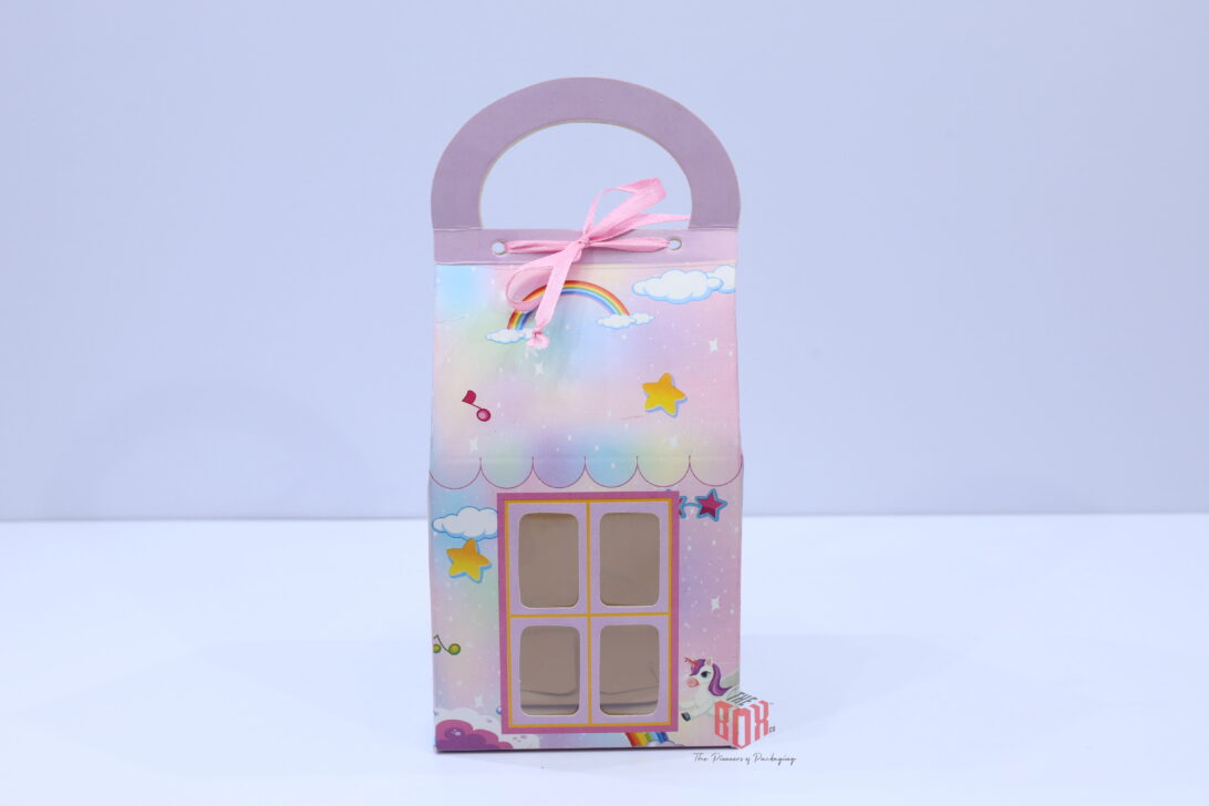 Kids Window Gift Bag Box – Premium Folding Gift Packaging (8.5 x 7 x 7 inch Base)