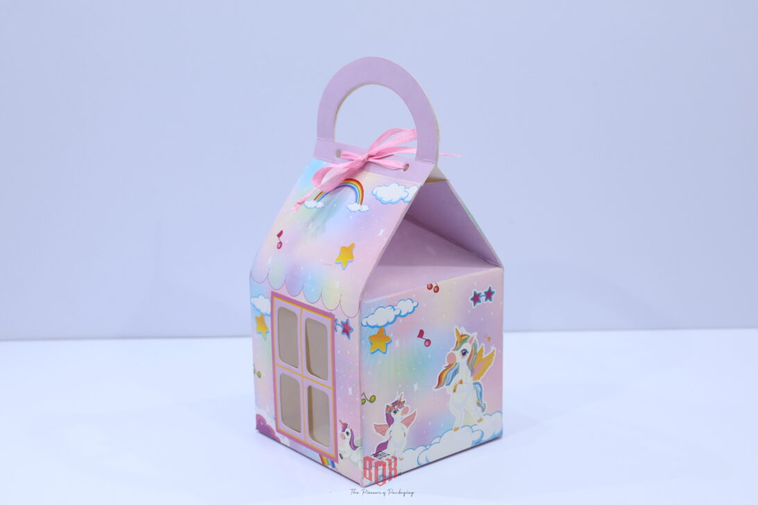 Kids Window Gift Bag Box – Premium Folding Gift Packaging (8.5 x 7 x 7 inch Base)