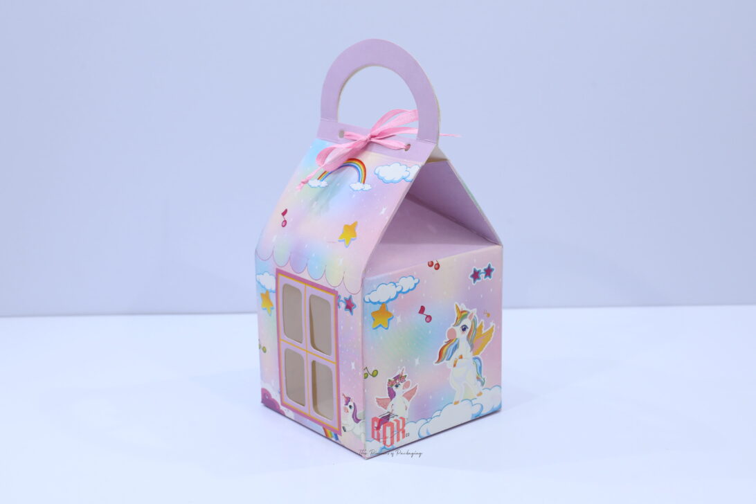 Kids Window Gift Bag Box – Premium Folding Gift Packaging (8.5 x 7 x 7 inch Base)