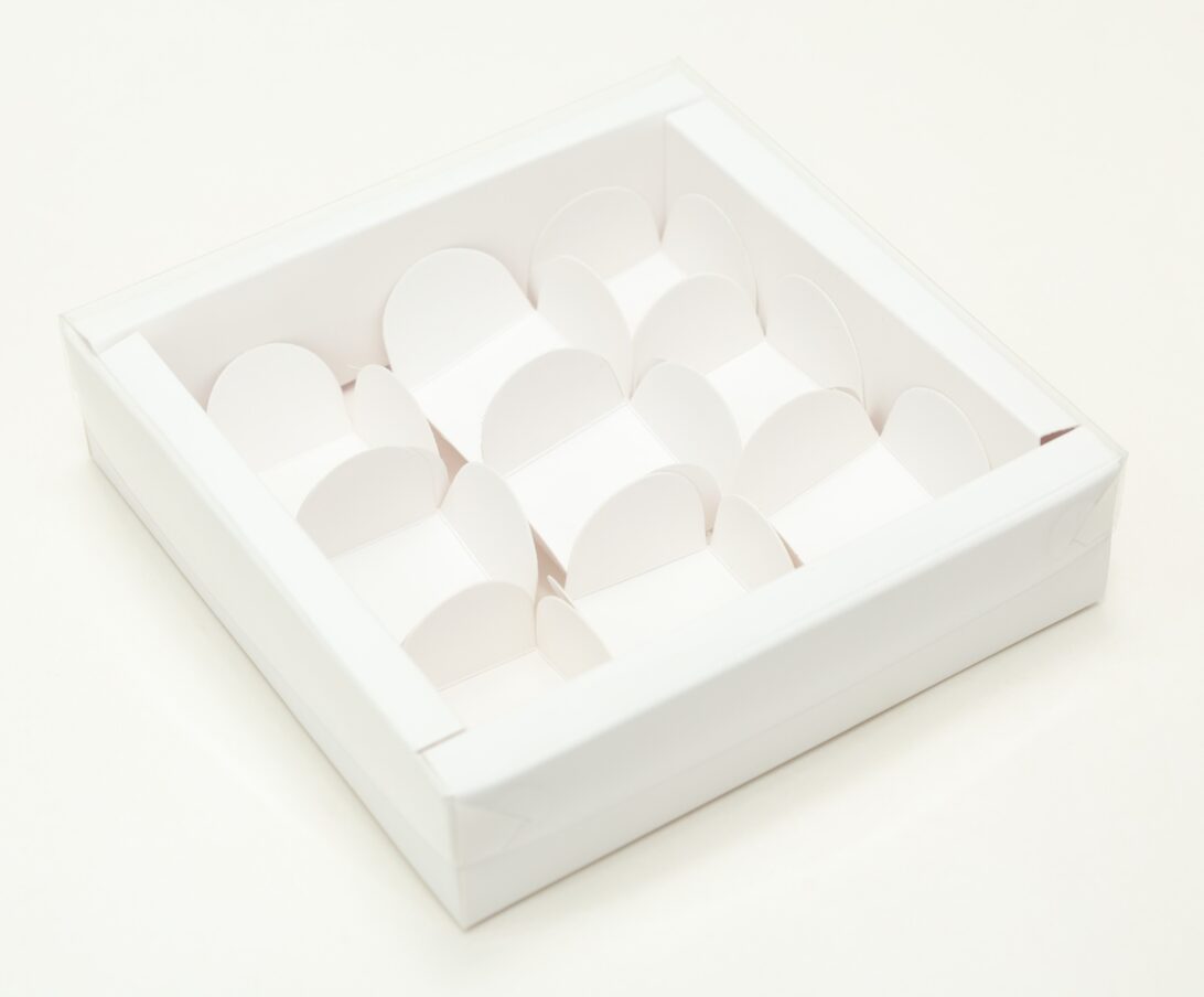 Premium 9-Cavity Ladoo & Sweets Box with PVC Lid (5.5 x 5.5 x 1.5 inch)