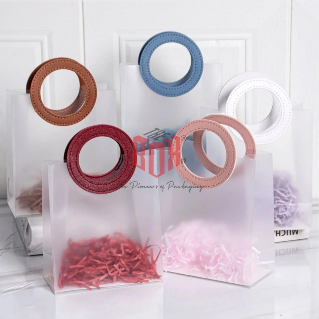 Frosted Gift Bag with Leather Round Handle (8.25 X 9 X 4.33) – Premium Carry Packaging