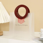 Frosted Gift Bag with Leather Round Handle (6 X 9.5 X 3.15 inch) – Premium Carry Packaging